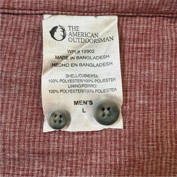 NWOT American Outdoorsman Men's L Button-Down Brick Red Shirt Fishing Lined - Picture 9 of 11